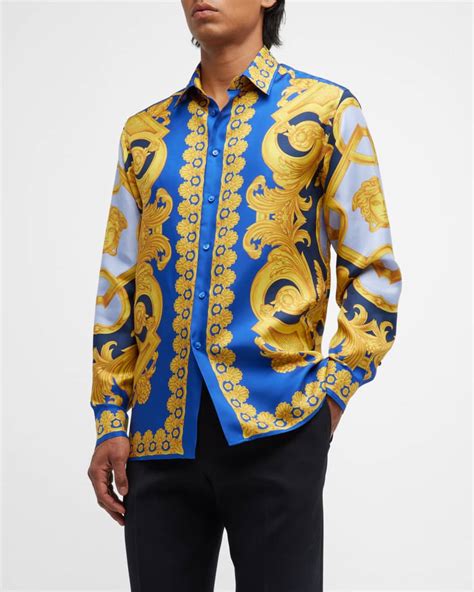 versace silk baroque white shirt|Versace silk shirt vintage.